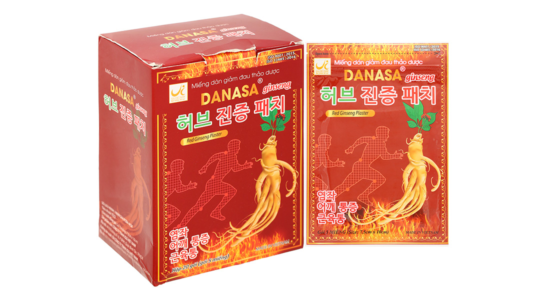 Miếng dán giảm đau thảo dược Danasa ginseng – Hộp 20 gói x 5 miếng
