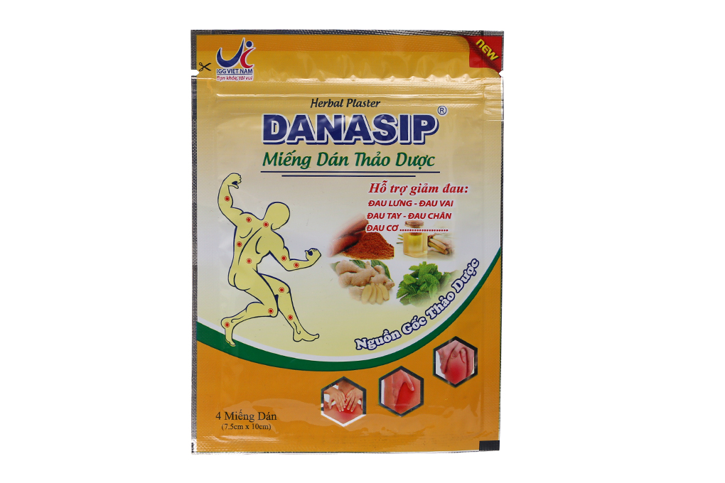 Miếng dán thảo dược Danasip – Gói 4 miếng  7.5 cm x 10 cm